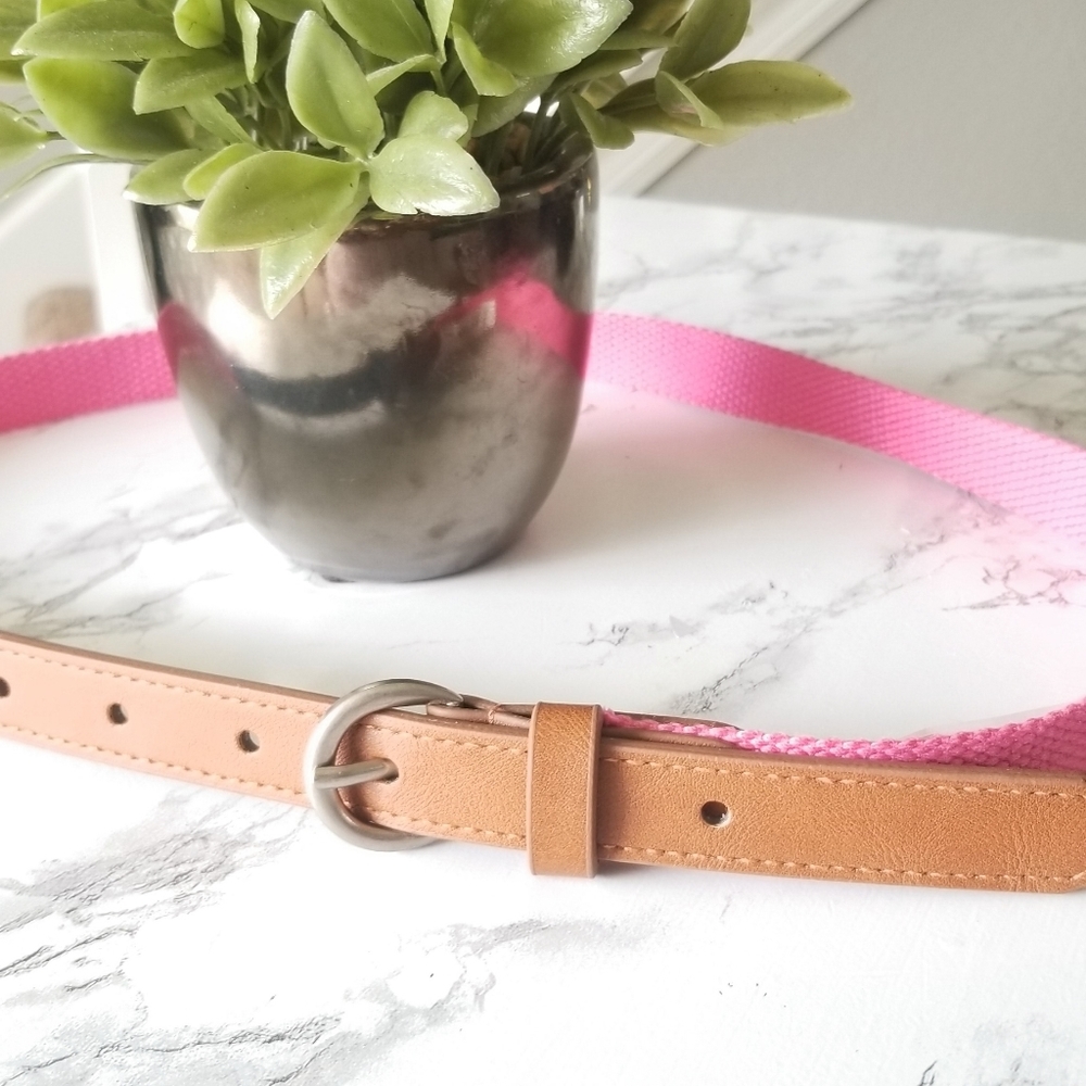 Women's Pink L/XXL Woven Skinny Belt
